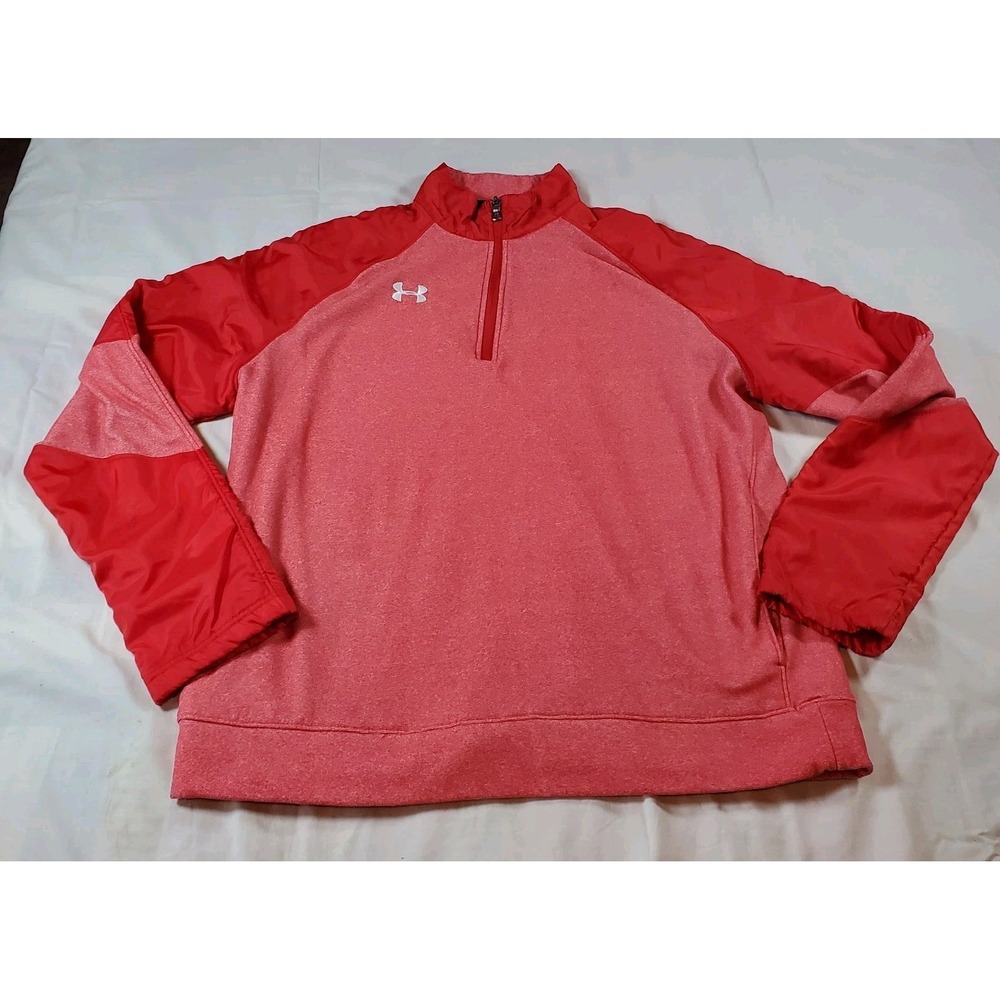 Under Armour Sweatshirt Large‎ Adult Red 1/4 Zip Pullover Athletic Women